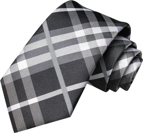 Vista 293 de Hi-Tie Corbata clásica de cachemira para hombre con pañuelo y gemelos a cuadros