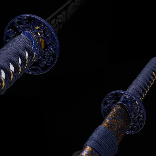Vista 4 de Kamaiwo -1045/1060 hechas a mano forjadas a mano, auténticas, las espadas samuráis katana japonesas son un regalo único para hombres. El acero