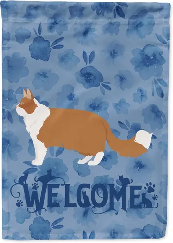 Vista 235 de Caroline's Treasures CK4813CHF - Bandera de bienvenida con gato abisinio azul, manga grande, para porche, para colgar en la pared, poliéster