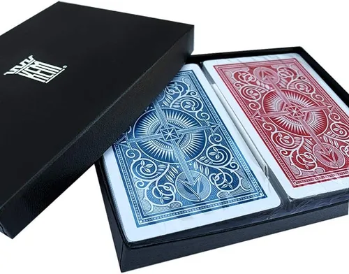 Vista 9 de KEM Arrow - Tarjetas de juego con índice jumbo (tamaño de póquer, 2 unidades), color rojo y azul Flecha Rojo/Azul