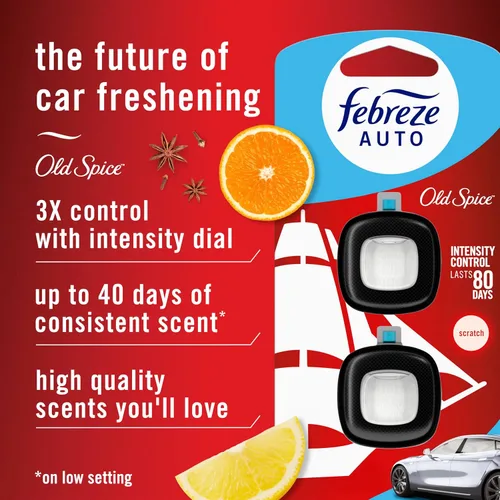 Vista 2 de Febreze Old Spice - Clip de ventilación aromatizante para automóvil, 0.07 onzas, paquete de 4