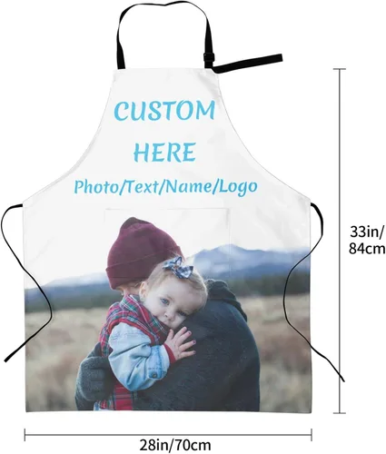 Vista 6 de Delantales personalizados con dos bolsillos, delantal personalizado para hombre, diseño de tu propia foto, logotipo, delantal de chef, longitud