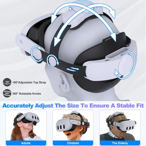 Vista 4 de Comfort Head Strap for Oculus Meta Quest 3Quest 2, VR Headset Accessories for Quest 3 Head Strap, Lightweight Elite Strap with Double Adjust Knob