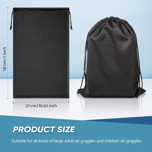 Vista 3 de Bolsa de microfibra para gafas de esquí, bolsa de microfibra con cordón, funda suave, 10 x 7 pulgadas