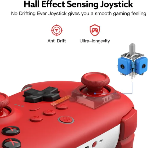 Vista 3 de 8Bitdo Ultimate Bluetooth Controller with Charging Dock, Bluetooth Controller Wireless Switch Controller for Switch and Windows(Red)