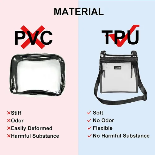 Vista 3 de Bolsa transparente aprobada para estadios, bolsas transparentes de TPU en el bolsillo interior, correa ajustable para conciertos, eventos deportivos