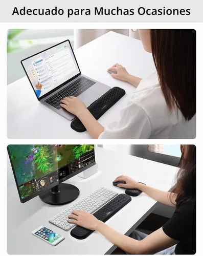 Vista 5 de Vaydeer Reposamuñecas para teclado y mouse, juego de almohadillas ergonómicas de soporte de muñeca para computadora, cojín de brazo de espuma