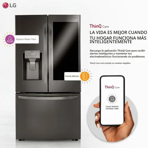 Vista 2 de Refrigerador inteligente de profundidad InstaView™ Door-in-Door® habilitado para wi-fi de 24 pies cúbicos con máquina Craft Ice™