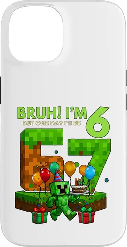 Vista 4 de Bruh I'm 6 But One-Day I'll Be 67 Retro 6th Birthday Kids Case for iPhone 17