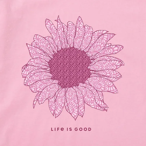 Vista 4 de Life is Good Camiseta Crusher con cuello en V para mujer, girasol francés