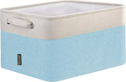 Vista 43 de BALEINE 1 paquete de contenedores de almacenamiento de tela para estantes, cestas de almacenamiento de lino para organizar, contenedores decorativos