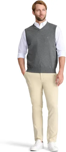 Vista 3 de IZOD Suéter para hombre, talla grande y alta, con cuello en V, color liso, calibre 12