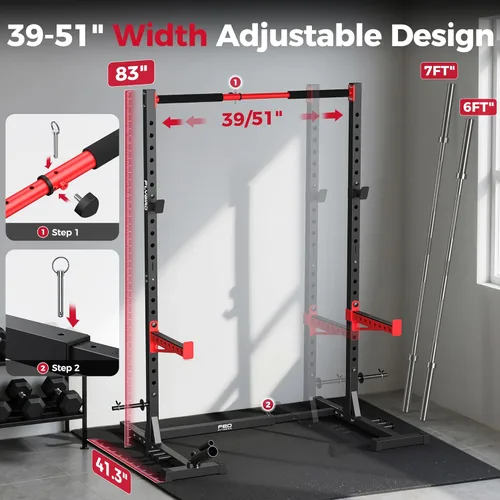 Vista 5 de FLYBIRD SR1 - Estante para sentadillas con barra de dominadas, estante de potencia multifuncional ajustable, soporte de sentadillas de ancho