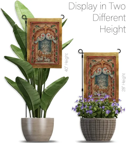 Vista 11 de Breeze Decor Juego de banderas con estacas de jardín de la natividad, cartel de arpillera para puerta, soporte para tumba, porche, tapiz al aire