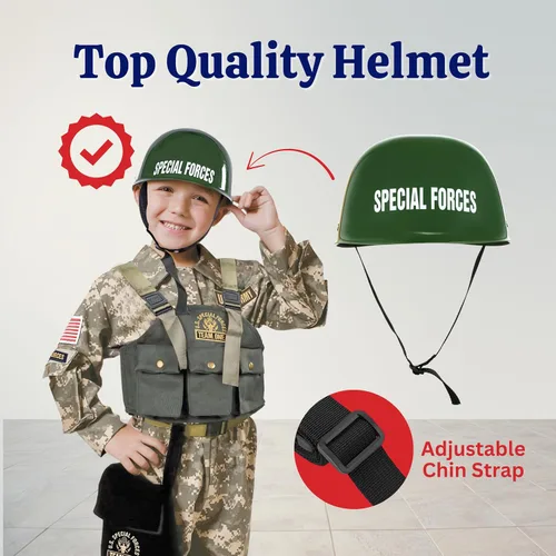 Vista 3 de Disfraz de Ejército de Dress Up America para Niños Conjunto de Soldado Militar de Fuerzas Especiales Atuendo Táctico para Niños para Halloween