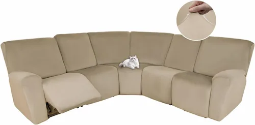 Vista 57 de HDCAXKJ Fundas de sofá seccional reclinable de terciopelo, cubierta de sofá seccional en forma de L, lavable, elástica, suave, para rincón