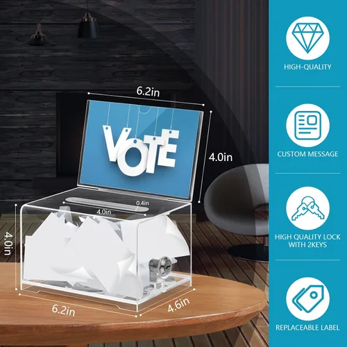 Vista 3 de KYODOLED Caja de donación negra y caja de donación transparente