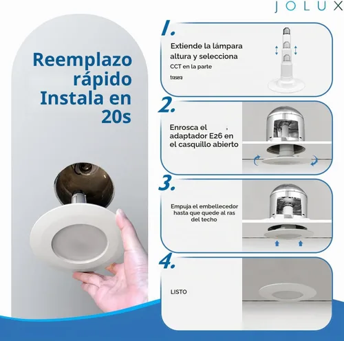 Vista 4 de Jolux 4 "5CCT LED ajustable puede luz retrofit iluminación empotrada 6 W = 40 W, 500 LM, 5CCT 2700K-5000K, luz descendente de reacondicionamiento