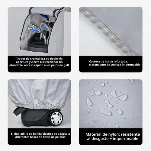 Vista 3 de Funda de lluvia para bolsa de golf, duradera, a prueba de polvo, equipo impermeable para viajes, bolsa de golf, capucha de lluvia de 50.4 pulgadas