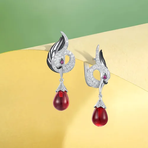 Vista 3 de Santuzza Pendientes colgantes de plata de ley 925 con cristales para mujer