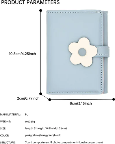 Vista 4 de LJCZKA Bonita cartera pequeña para niñas y mujeres, bloqueo RFID, piel sintética, tres plegadas, bolsillo para efectivo con tarjetero y billetera