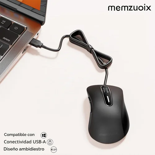 Vista 2 de memzuoix Ratón con Cable, Ratón USB para Computadora 1400 DPI Ratón Óptico Móvil Diseño Ergonómico Ratones para Computadora con Cable de 5 Pies