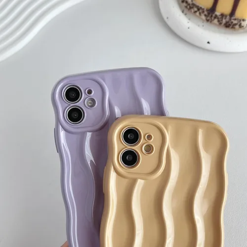 Vista 4 de Caseative Funda para iPhone 11, diseño de ondas rizadas, suave, compatible con iPhone (azul, iPhone 11)
