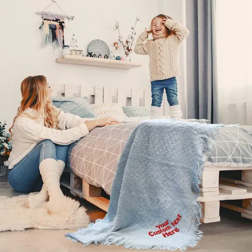 Vista 5 de Fastasticdeals Ropa de cama de bebé, mantas para niños y niñas, texto personalizado, nombre de algodón