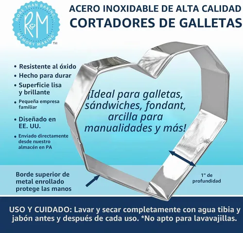 Vista 5 de R&M Cortador de galletas de acero inoxidable de 2.33 pulgadas, cortador redondo de masa y pastelería con mango arqueado para galletas, galletas
