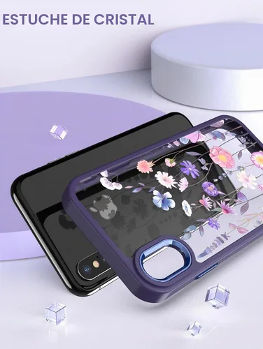 Vista 6 de Dretal Funda para iPhone X, iPhone Xs, de grado militar, parte trasera dura y borde suave, funda protectora de teléfono para mujeres y niñas con 2