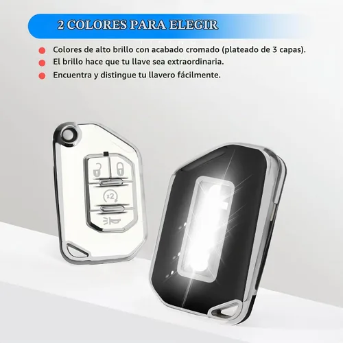 Vista 7 de QBUC Funda para llavero Jeep con llavero (negro)