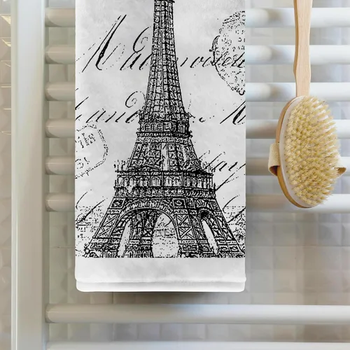 Vista 2 de 3dRose Nouveau Paris Vintage Eiffel Tower 22x30 Bath Hand Pool Towel