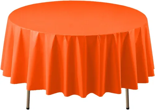 Vista 25 de Party Essentials Mantel redondo de plástico desechable de 84 pulgadas, 3 unidades, color negro