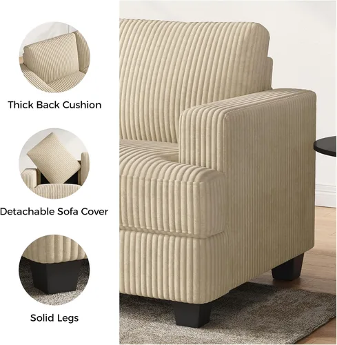 Vista 4 de COPIAE - Sofá de 89 pulgadas con asientos extra profundos, sofá de 3 plazas para la sala de estar, sofá moderno y cómodo con apoyabrazos, asientos