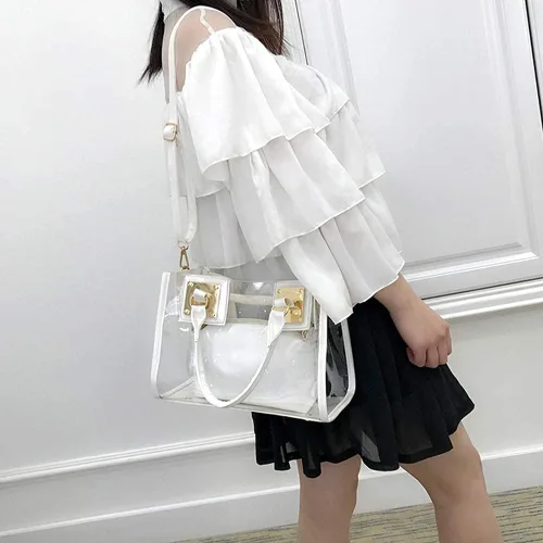Vista 4 de Cooba Bolso transparente para mujer, 2 unidades, de jalea transparente