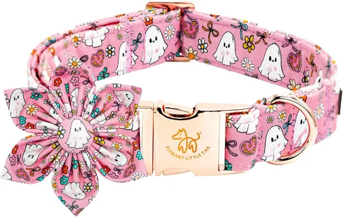 Vista 9 de Collar para perro Elegant little tail de otoño, collares para mascotas de Halloween con flor, lindo estampado de calabaza, collar para cachorro B