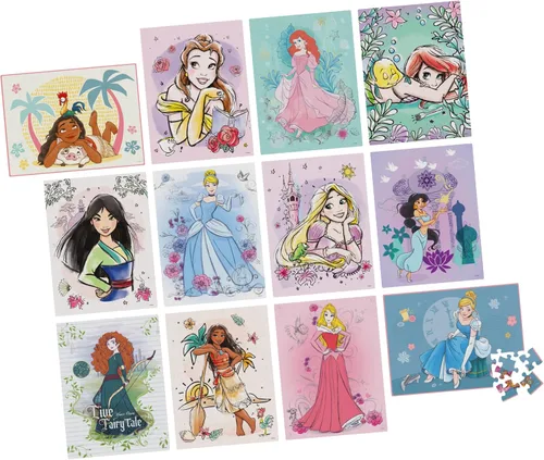 Vista 3 de Spin Master Games, Disney Princess - Paquete de 12 rompecabezas de Moana, Ariel, Mulan, Cenicienta y más, con rompecabezas de Disney de 48 piezas