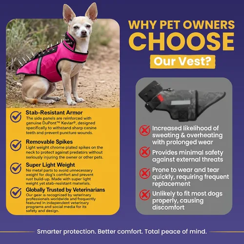 Vista 7 de CoyoteVest SpikeVest - Chaleco de arnés para perro, accesorios reflectantes para perros con picos para proteger a tu mascota de ataques de Raptor