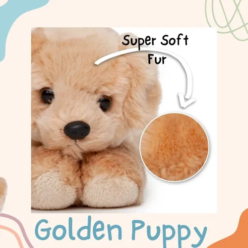 Vista 3 de Jolitee Golden Retriever - Peluche de perro bronceado, suave y abrazable para perro, 6.5 x 7 pulgadas