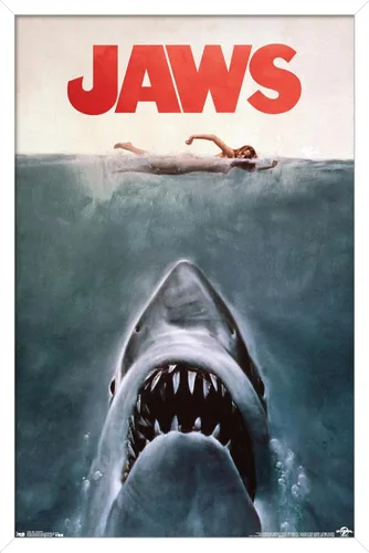 Vista 8 de Trends International Jaws - Póster de pared de una hoja, 14.725 x 22.375 pulgadas, versión con marco de madera tipo granero