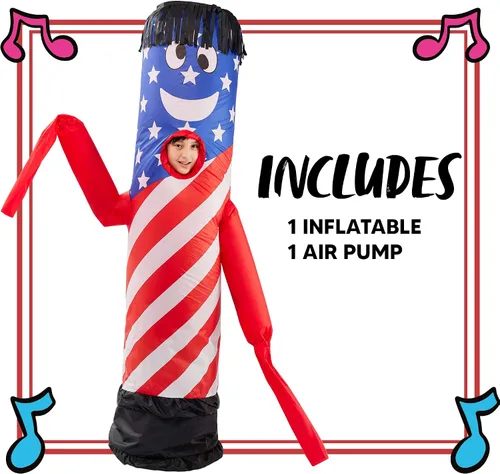 Vista 5 de Spooktacular Creations Disfraces inflables para niños, con bandera estadounidense, bailarín aéreo, tubo de hombre, brazo ondulado, disfraces