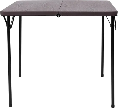 Vista 7 de Flash Furniture - Mesa plegable cuadrada de plástico de madera marrón granito de 2.83 pies con asa de transporte