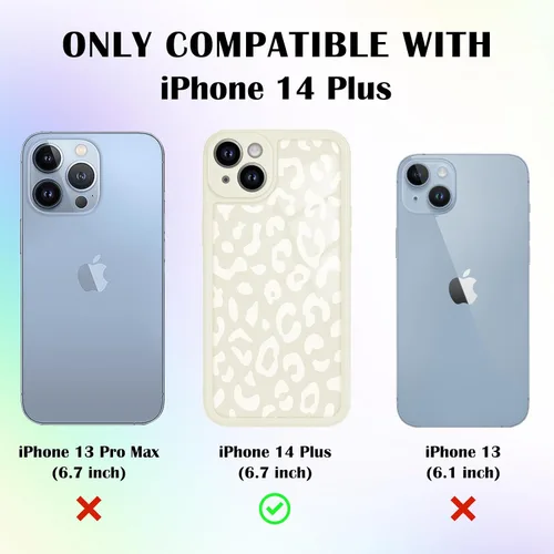 Vista 5 de Newseego Funda para iPhone 14 Plus, diseño de leopardo de lujo, funda protectora de TPU suave para niñas y mujeres, a prueba de golpes, funda