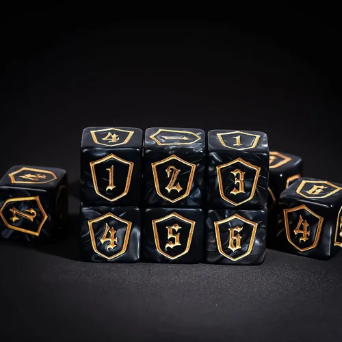 Vista 14 de Juego de 10 dados D6 de 16 mm, juego de dados blancos de 6 lados para juegos de mesa RPG Leather Storage Bag, DM Gift, for Dungeons and Dragons