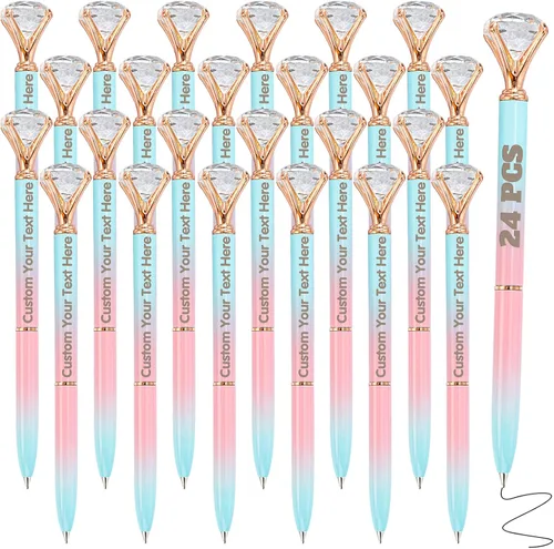 Vista 9 de 12 bolígrafos de diamante con bolígrafo personalizado de cristal a granel grabados personalizados con nombre bolígrafo de tinta negra para boda