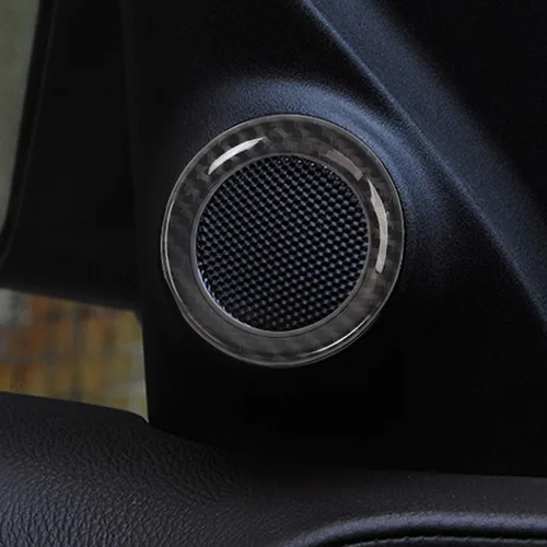 Vista 6 de CheroCar Cubierta del altavoz de la puerta delantera para Jeep Grand Cherokee 2011-2020, grano de fibra de carbono, 2 piezas/juego