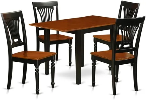 Vista 9 de East West Furniture NDPL3-BCH-W - Juego de mesa de comedor moderno de 3 piezas que contiene una mesa rectangular de madera con gotas y 2 sillas
