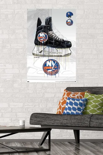 Vista 2 de Trends International NHL New York Islanders - Póster de pared de Drip Skate 21, 22.375 x 34 pulgadas, versión sin marco