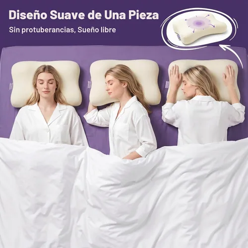 Vista 4 de ZZ-WELL Almohadas para Dormir de Lado para Adultos - Almohada Cervical Patentada para el Cuello para Dormir - Almohada de Espuma Viscoelástica Beige