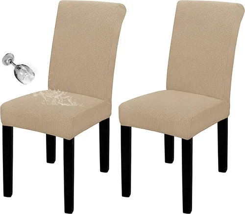 Vista 67 de Easy-Going - Juego de 2 fundas para sillas de comedor 100% impermeables, de tela Jacquard elástica, fundas protectoras removibles y lavables